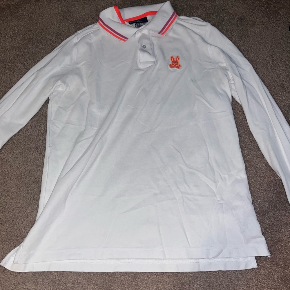 Psycho Bunny White and Red Polo Shirt Classic Design